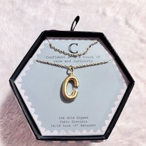 Gold Letter C Pendant Necklace - 14k Gold Dipped